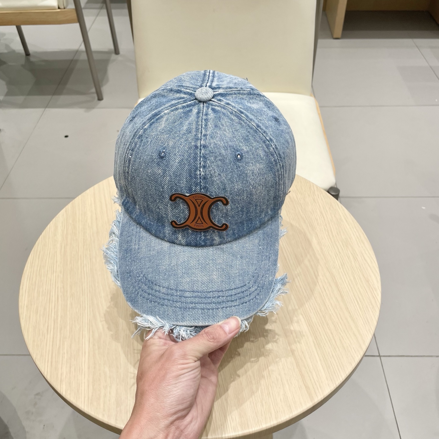  塞琳celine牛仔鸭舌帽子女洗水做旧毛边棒球帽时尚个性百搭帽子男