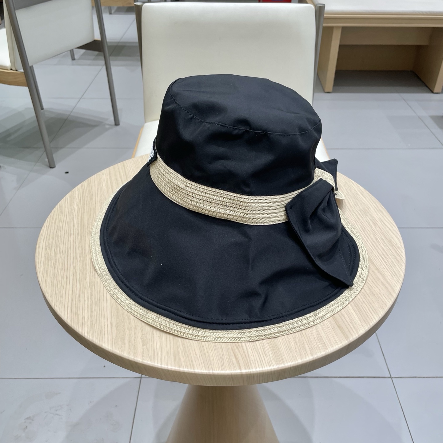  2025渔夫帽女春夏季百搭防晒可折叠盆帽新款拼接细草蝴蝶结太阳帽