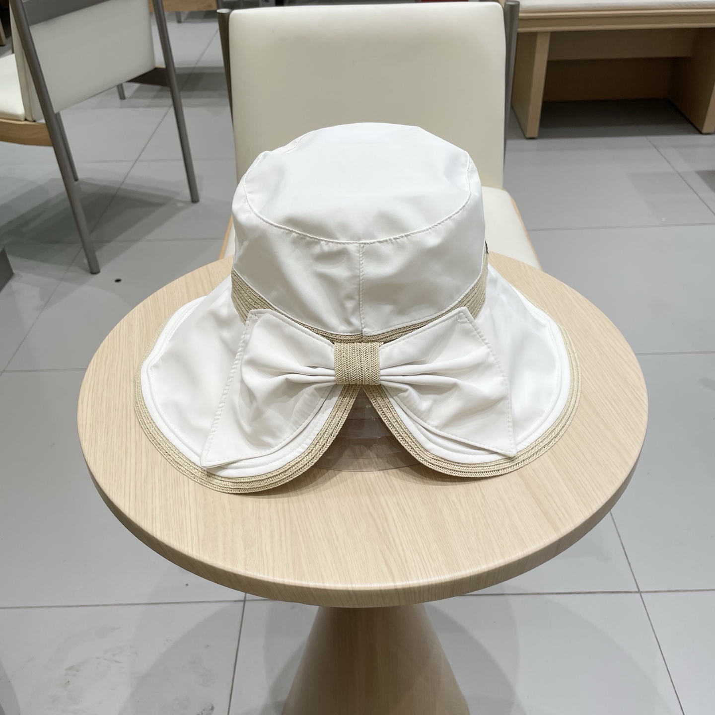  2025渔夫帽女春夏季百搭防晒可折叠盆帽新款拼接细草蝴蝶结太阳帽