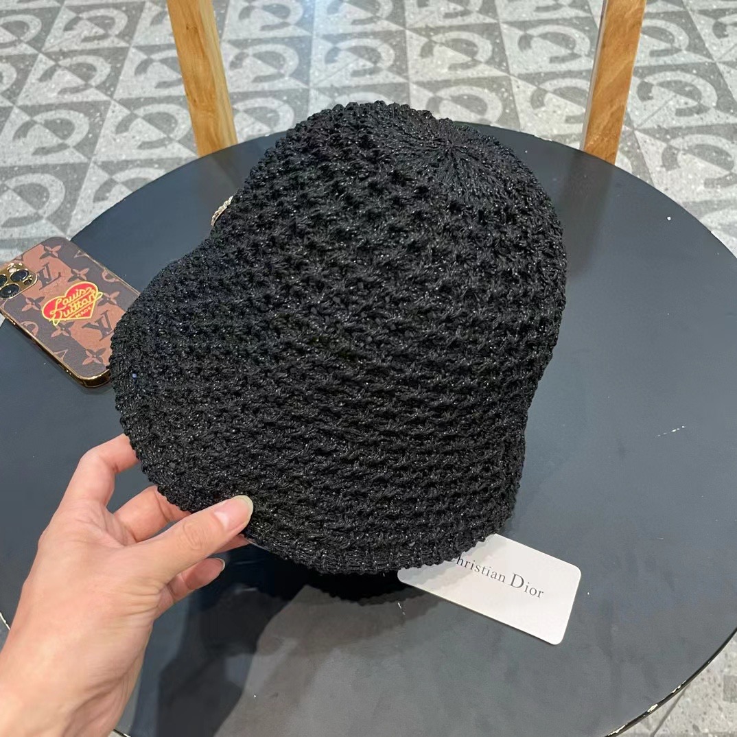  Dior夏季编织透气渔夫帽子女薄款遮阳草帽水桶帽日系显脸小遮脸太阳帽