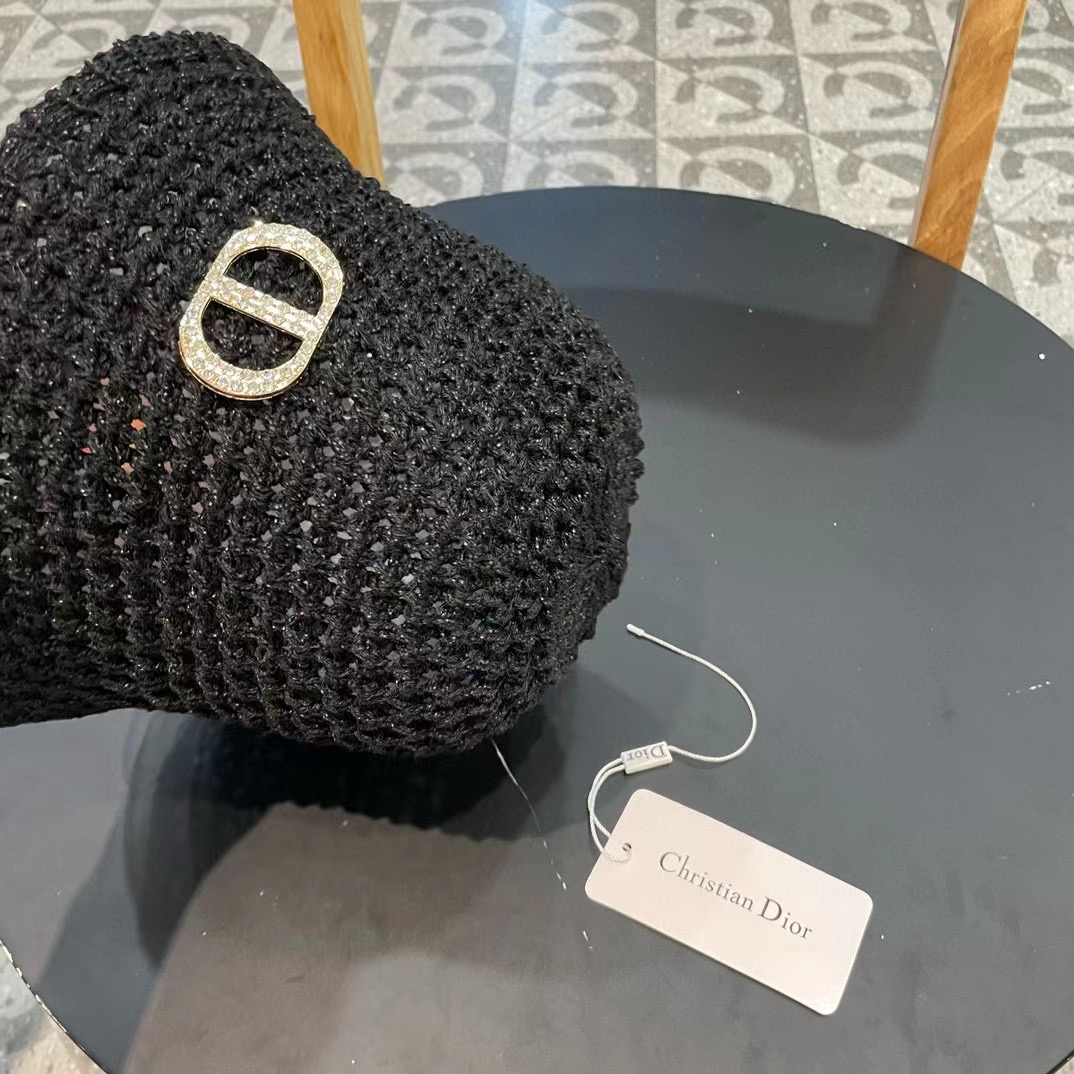  Dior夏季编织透气渔夫帽子女薄款遮阳草帽水桶帽日系显脸小遮脸太阳帽