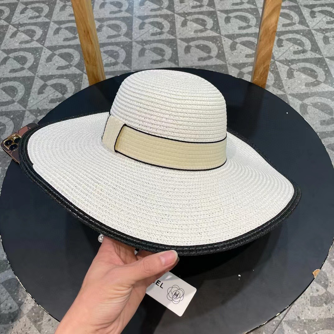  Chanel香奈儿山草帽，大边遮阳帽，头围57cm