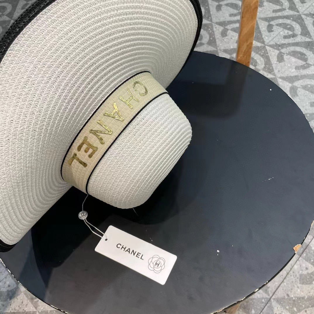  Chanel香奈儿山草帽，大边遮阳帽，头围57cm