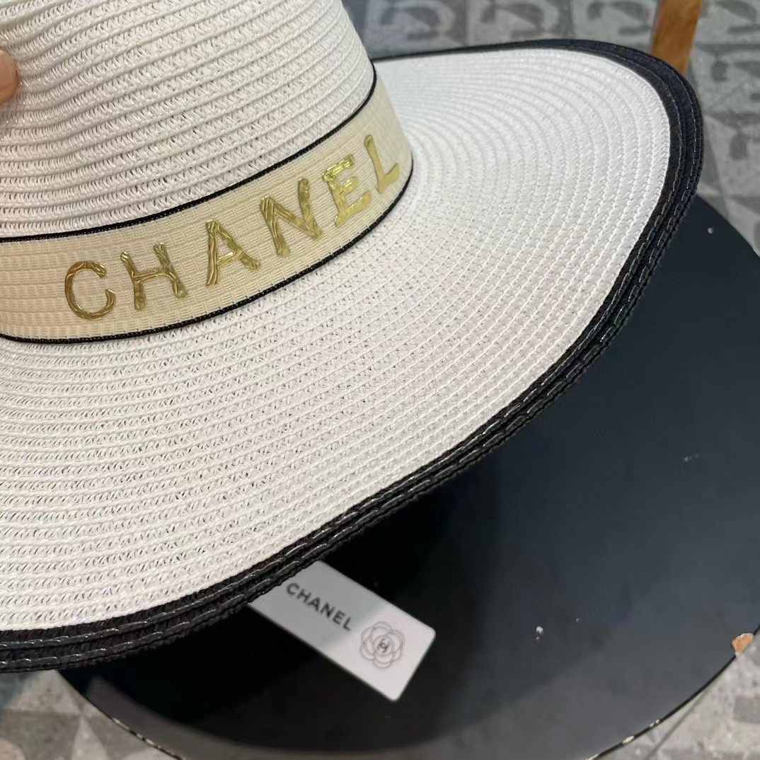  Chanel香奈儿山草帽，大边遮阳帽，头围57cm