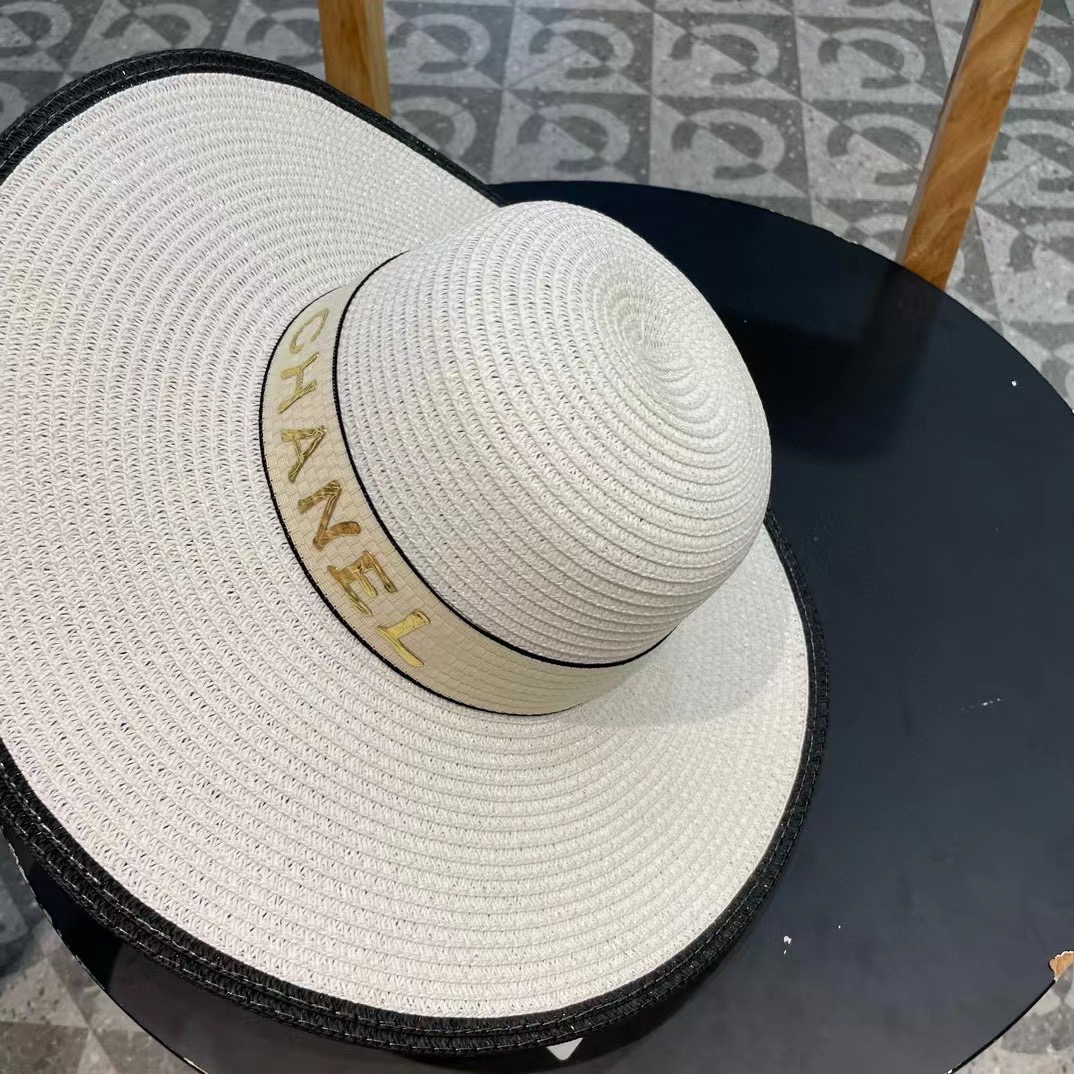  Chanel香奈儿山草帽，大边遮阳帽，头围57cm