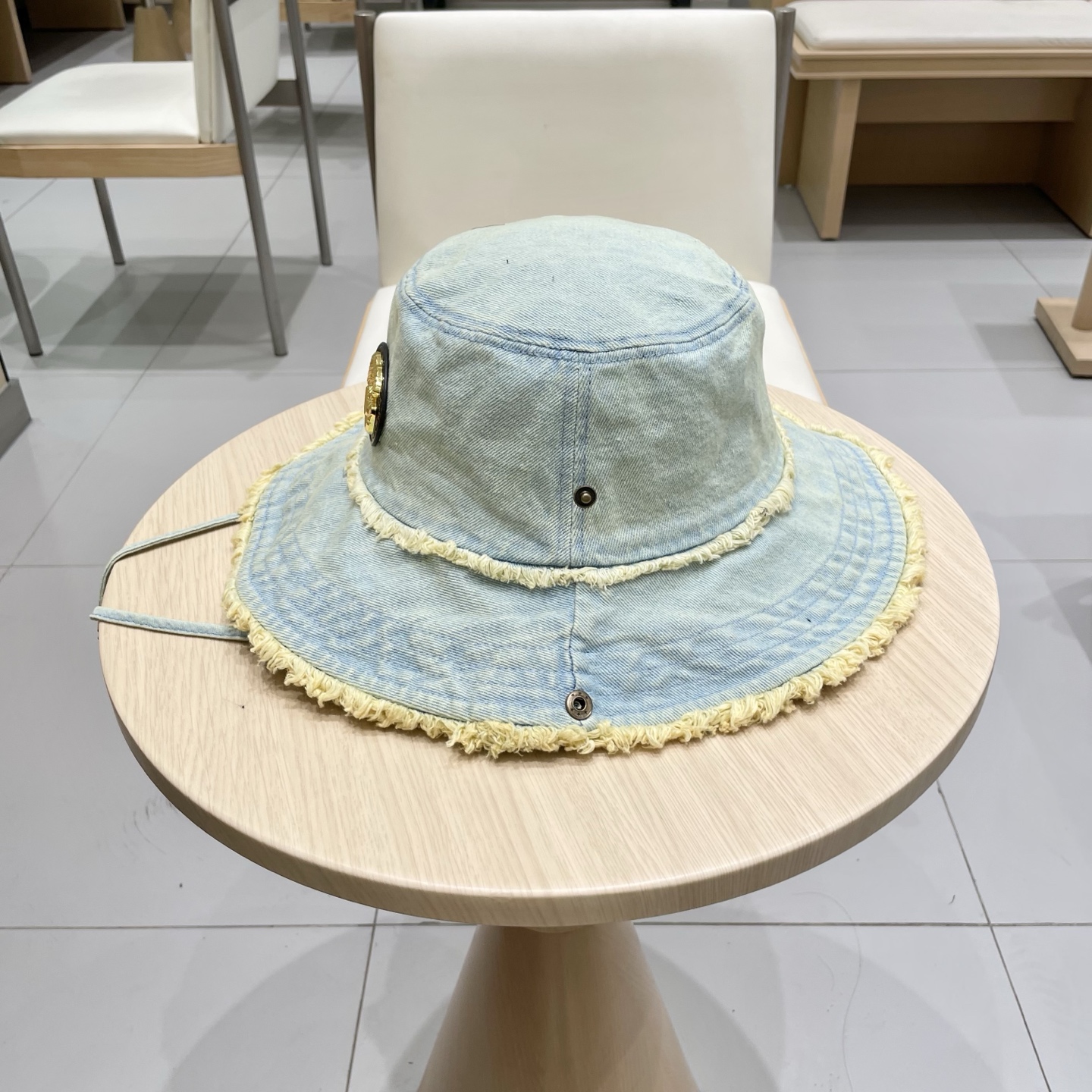 GUCCI古奇复古水洗毛边牛仔渔夫帽女2025春季新款大檐显脸小做旧百搭水桶帽