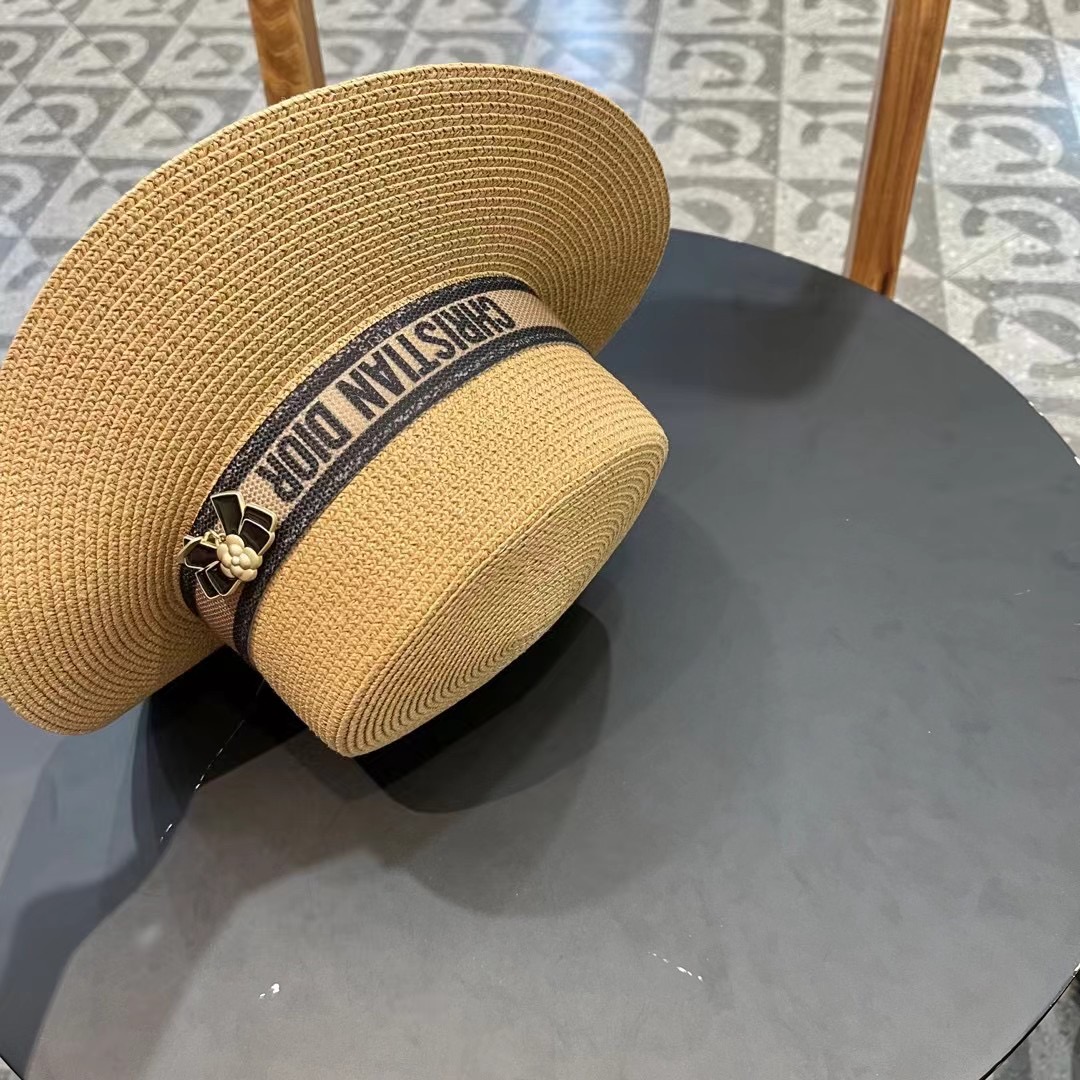 【DIOR迪奥】新款专柜织带款桶帽盆帽草帽，出街必备超好搭配，有调节绳