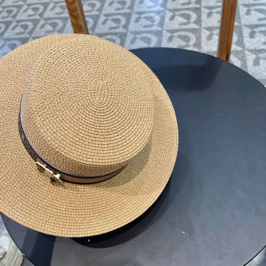 【DIOR迪奥】新款专柜织带款桶帽盆帽草帽，出街必备超好搭配，有调节绳