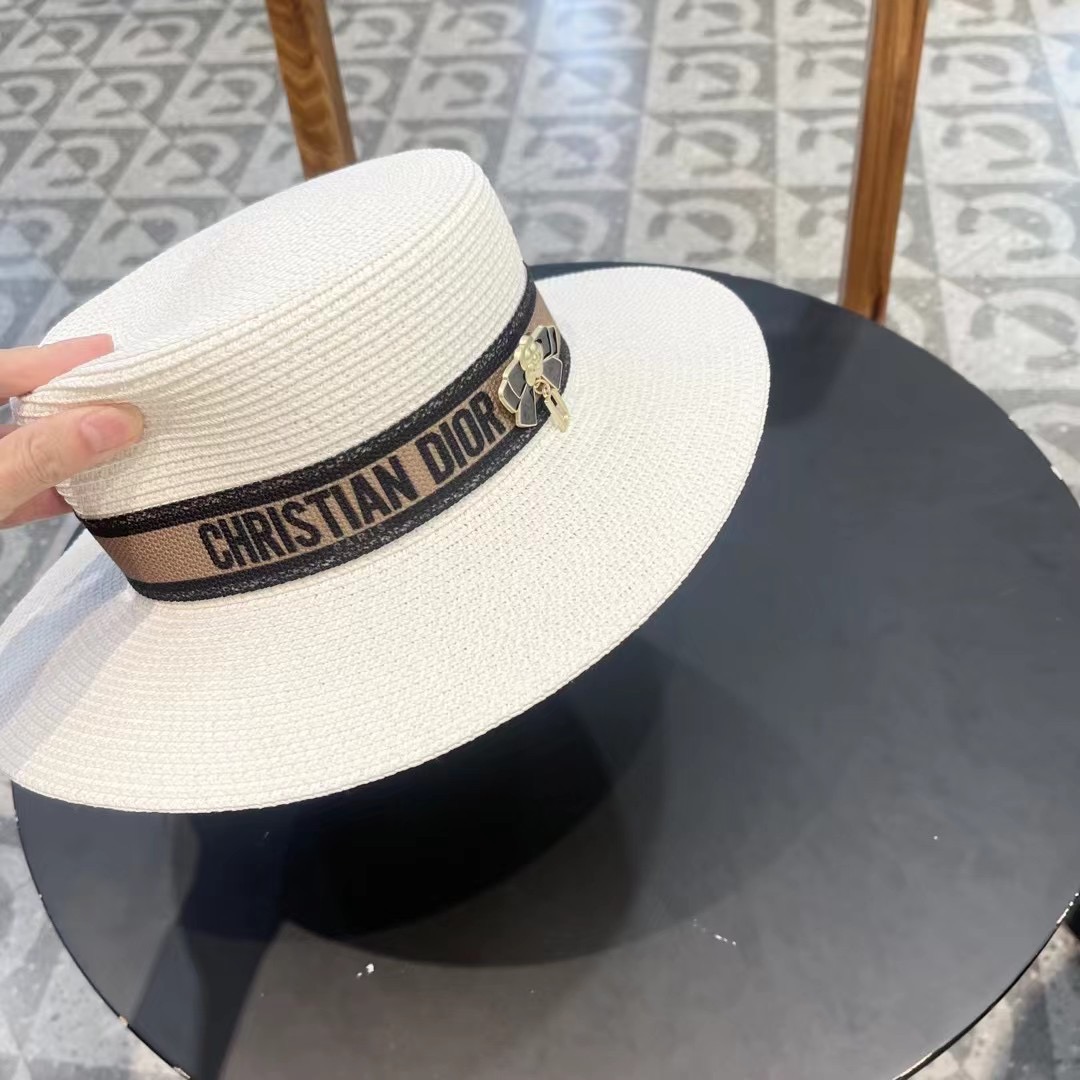 【DIOR迪奥】新款专柜织带款桶帽盆帽草帽，出街必备超好搭配，有调节绳