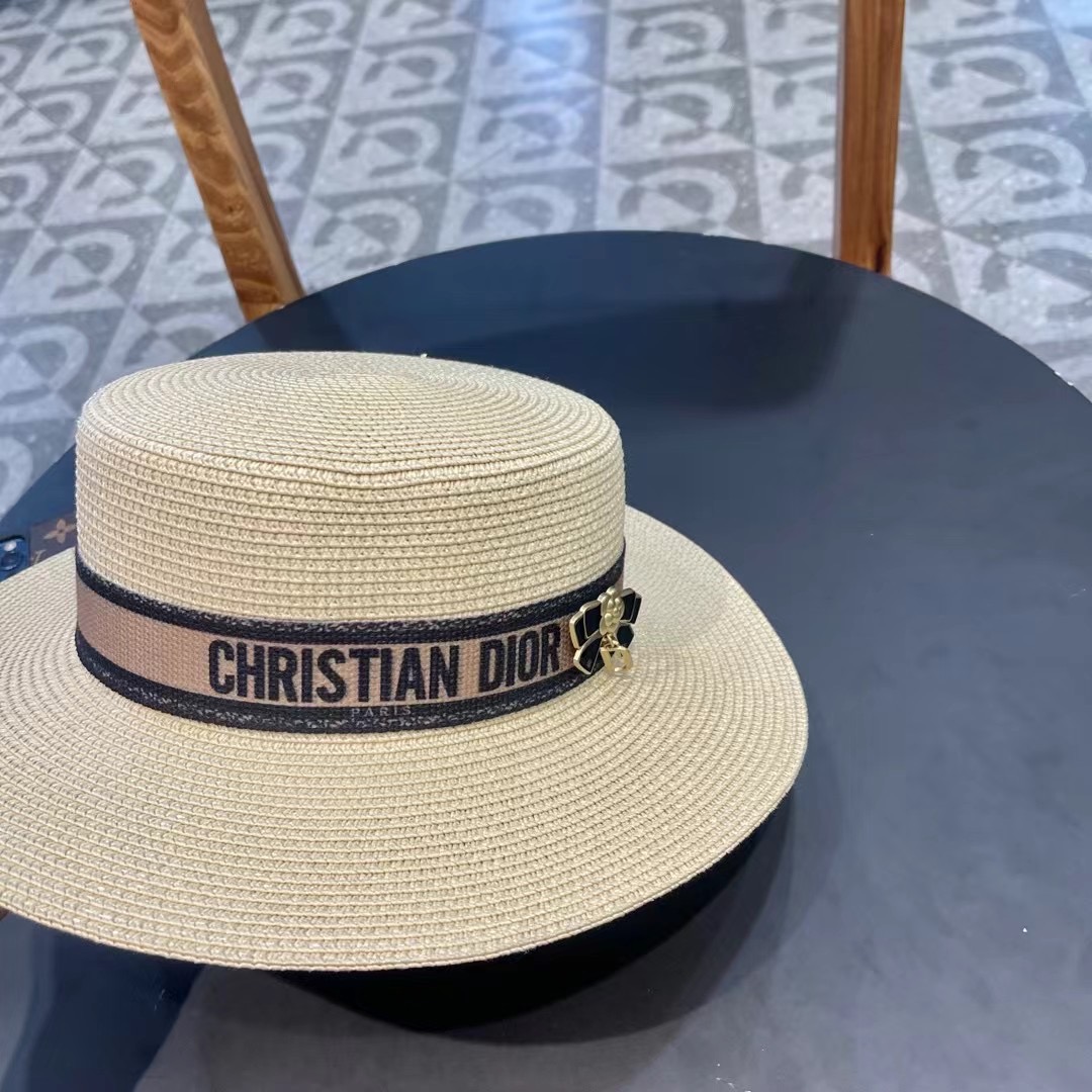 【DIOR迪奥】新款专柜织带款桶帽盆帽草帽，出街必备超好搭配，有调节绳