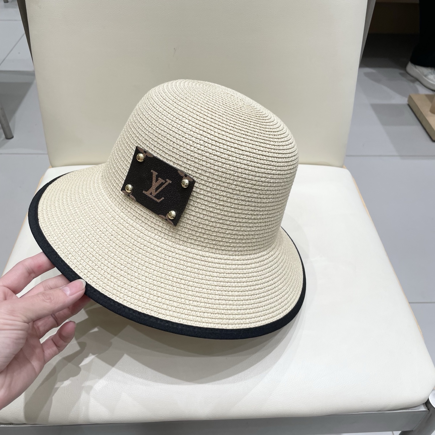 LV路易威登新款圆顶草帽，平顶礼帽，头围57cm