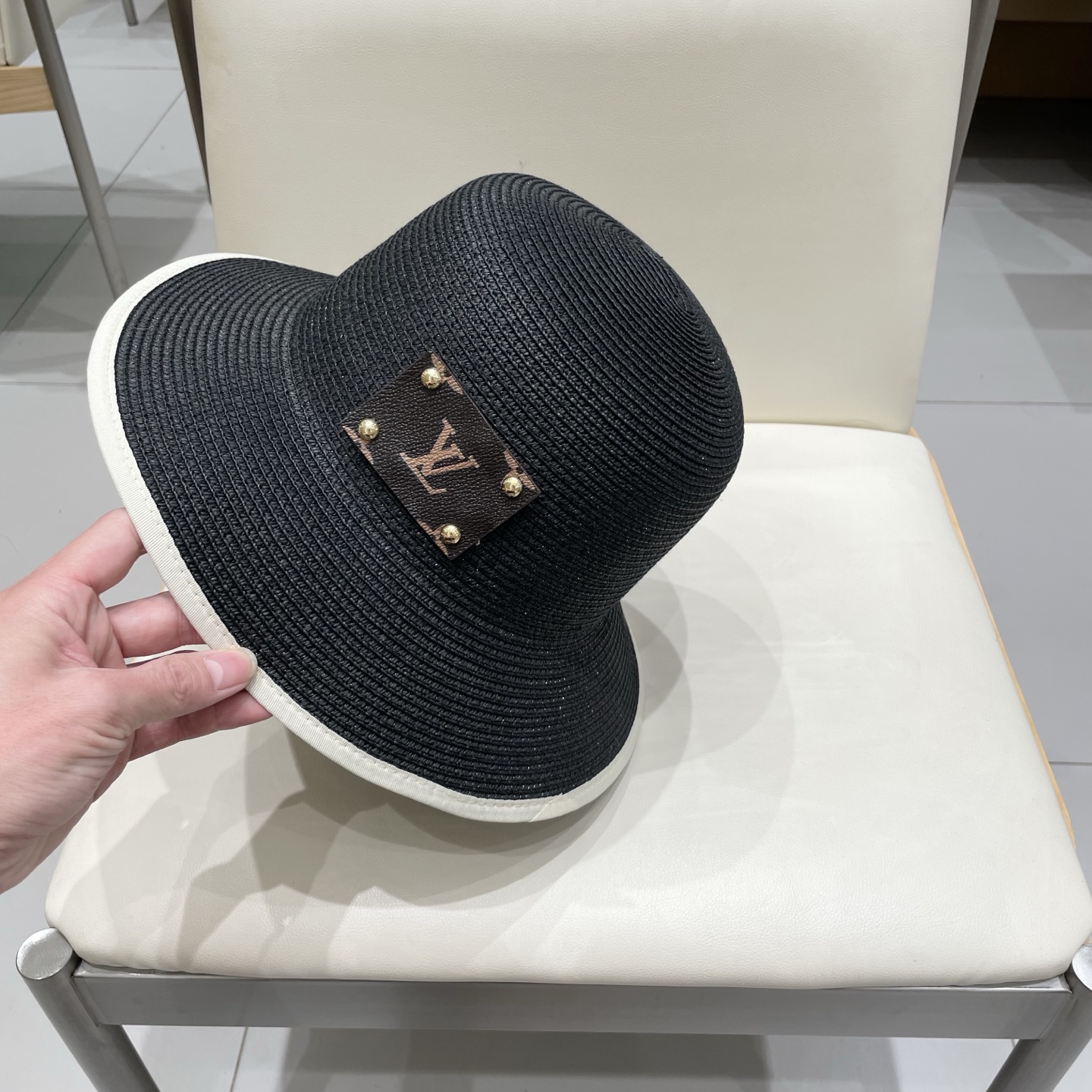 LV路易威登新款圆顶草帽，平顶礼帽，头围57cm