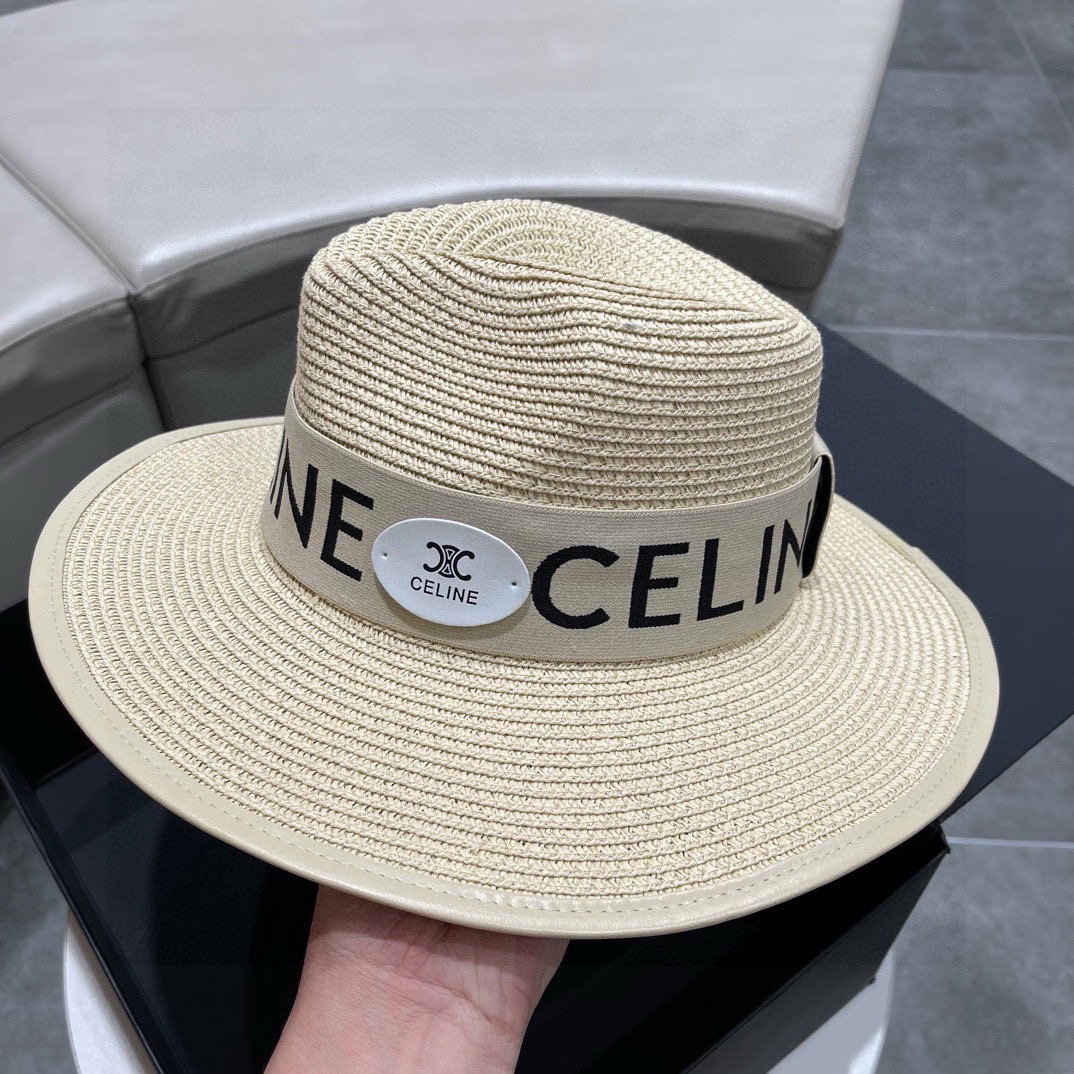 【Celine赛琳】新款细麻材质编织草帽，度假休闲必备，优雅大方的一款