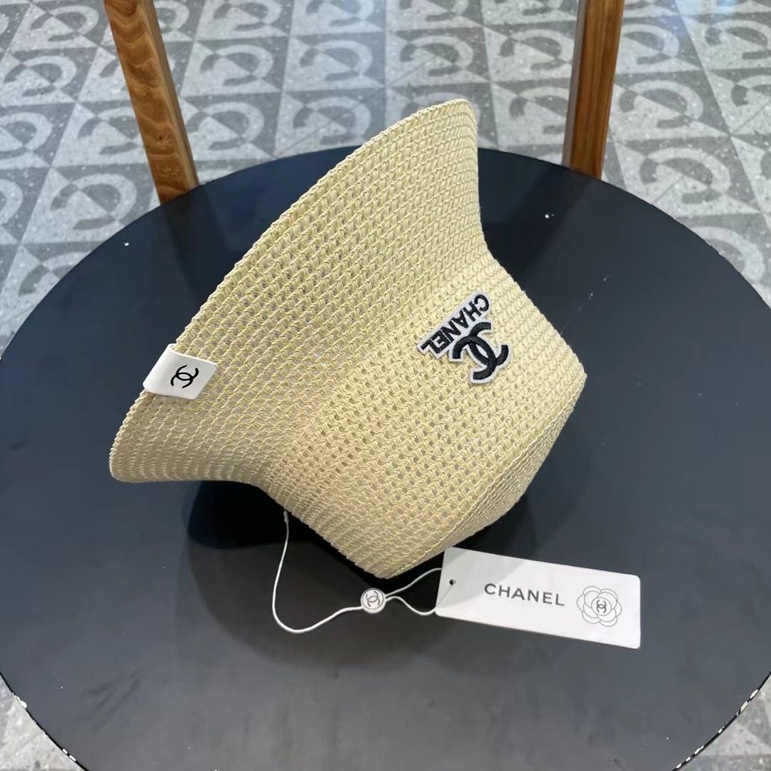 Chanel香奈儿春夏草帽新款镂空透气渔夫帽针织定型小桶帽