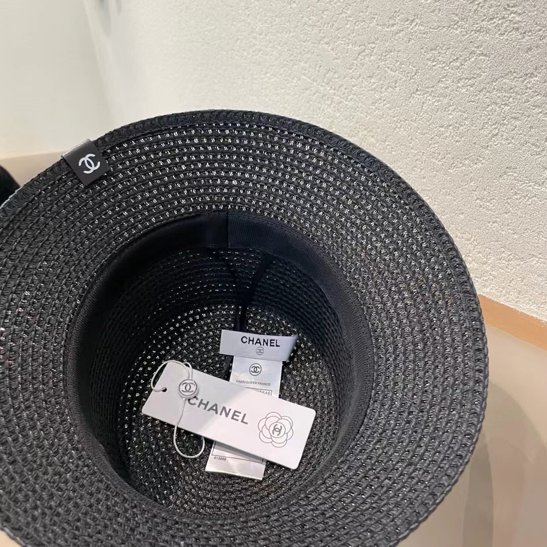 Chanel香奈儿春夏草帽新款镂空透气渔夫帽针织定型小桶帽