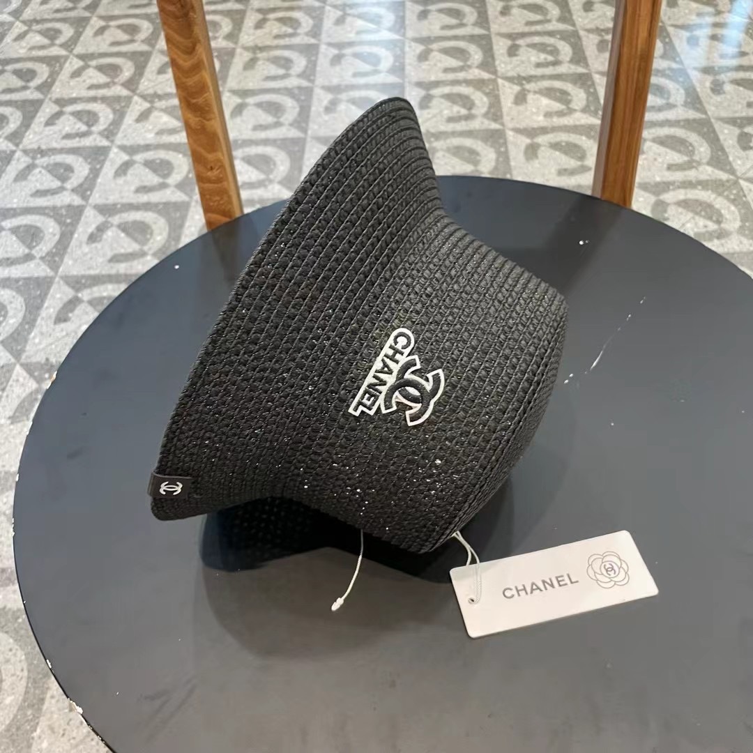Chanel香奈儿春夏草帽新款镂空透气渔夫帽针织定型小桶帽
