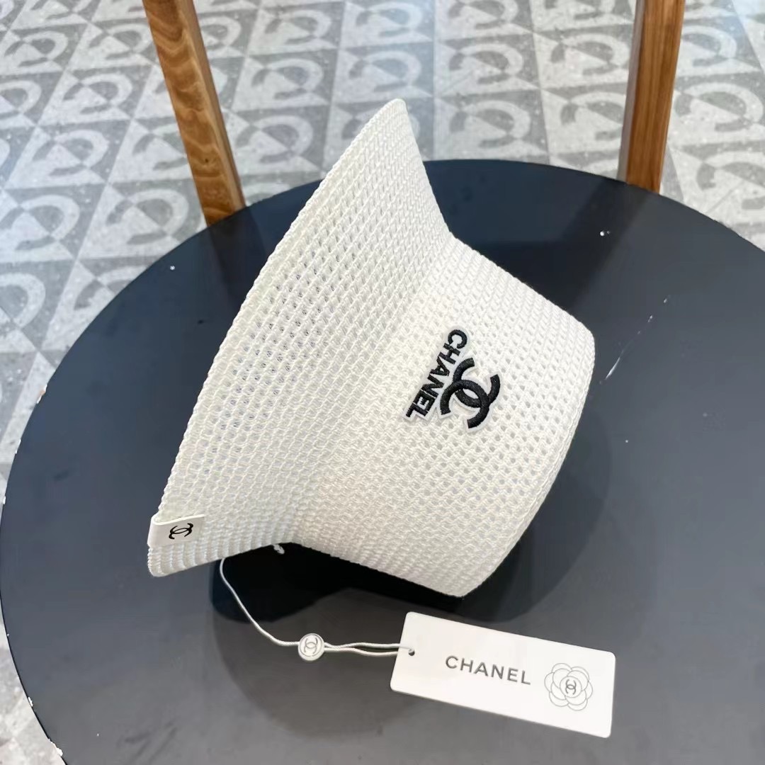 Chanel香奈儿春夏草帽新款镂空透气渔夫帽针织定型小桶帽