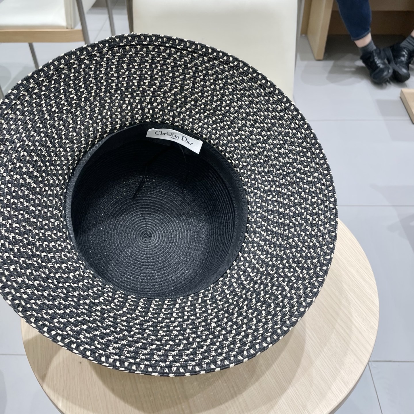  DIOR迪奥赫本风草帽女拼色渔夫帽女士夏季防晒帽草编透气遮阳帽子夏天凉帽