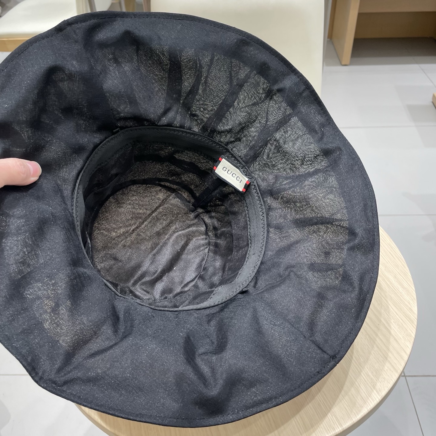  GUCCI古奇帽子女2025春夏新款休闲珍珠卷边可折叠夏天防紫外线大帽檐渔夫帽