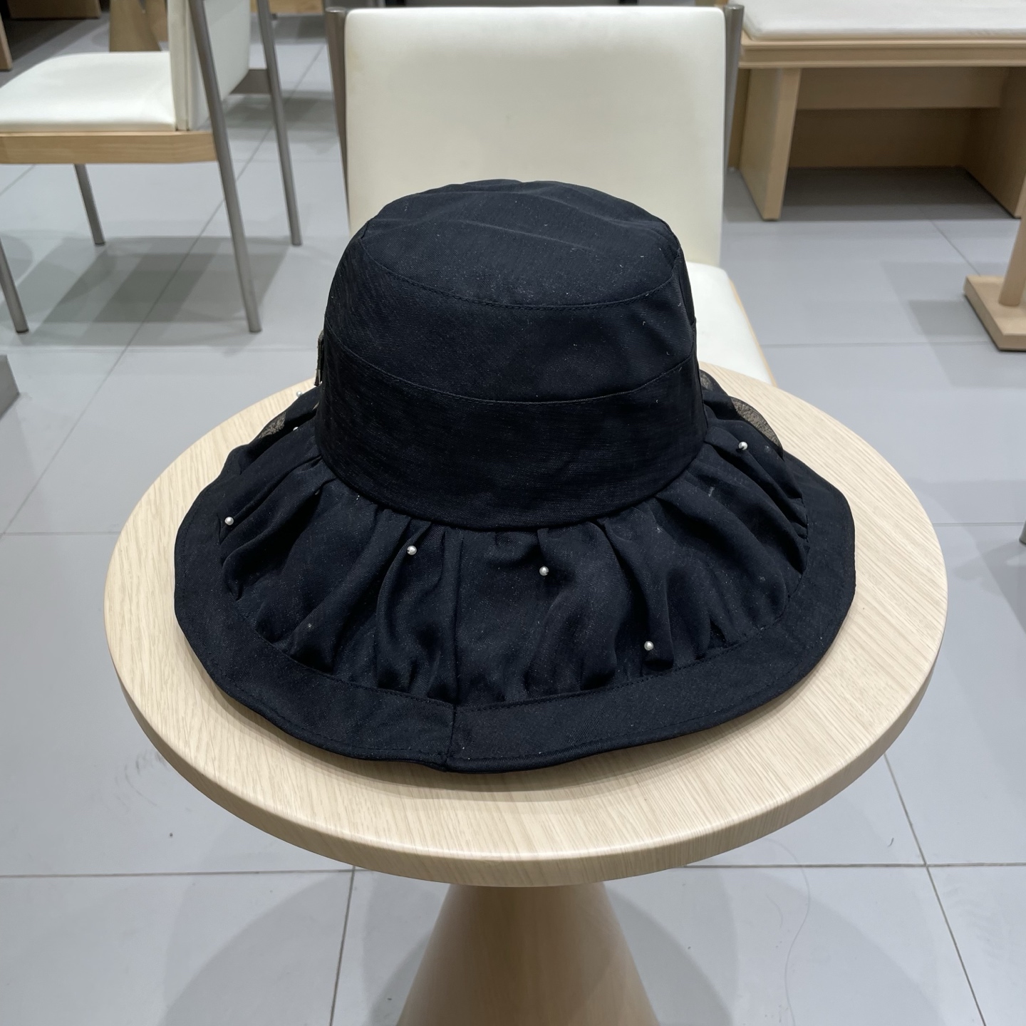  GUCCI古奇帽子女2025春夏新款休闲珍珠卷边可折叠夏天防紫外线大帽檐渔夫帽