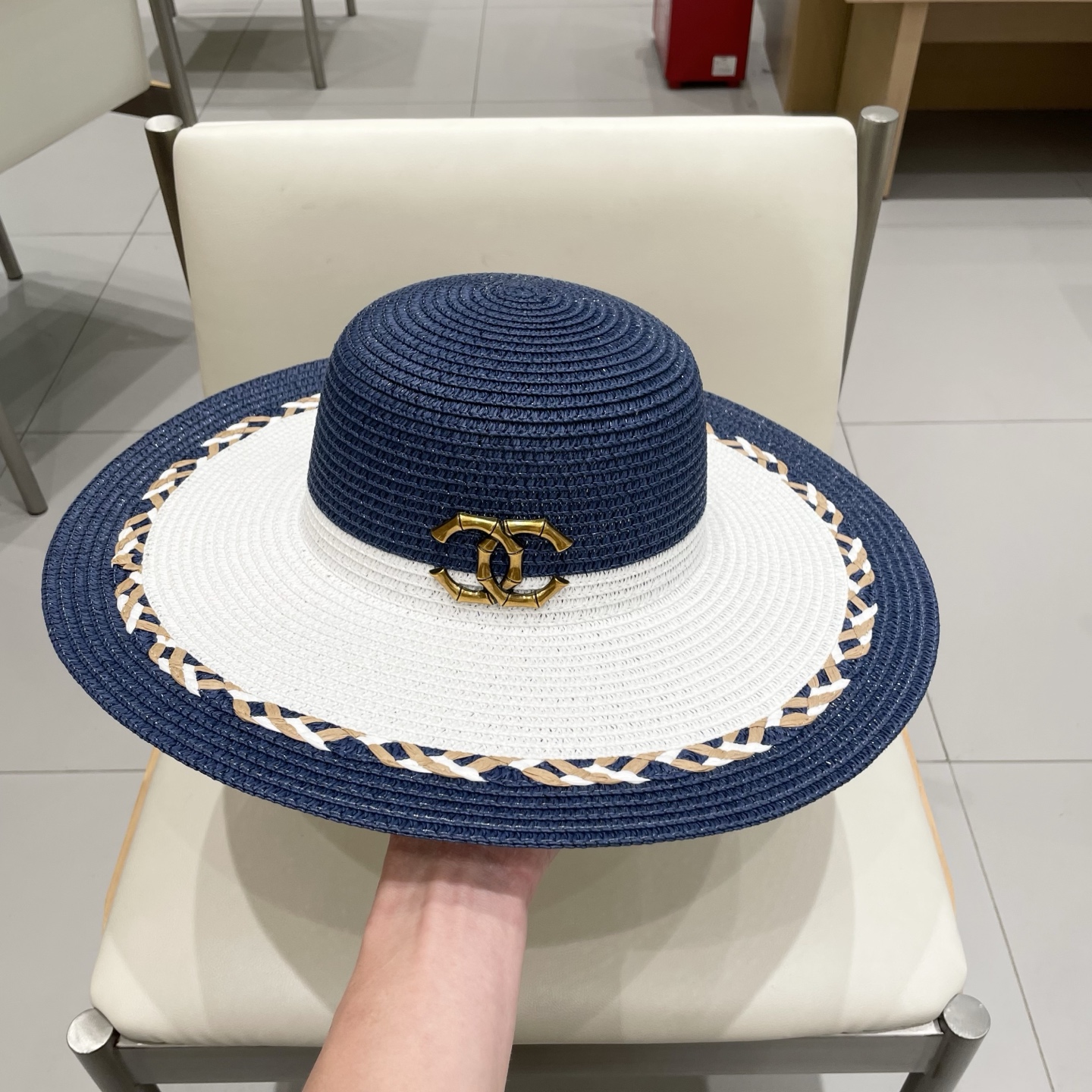  Chanel香奈儿新款沙滩帽草帽，头围57cm