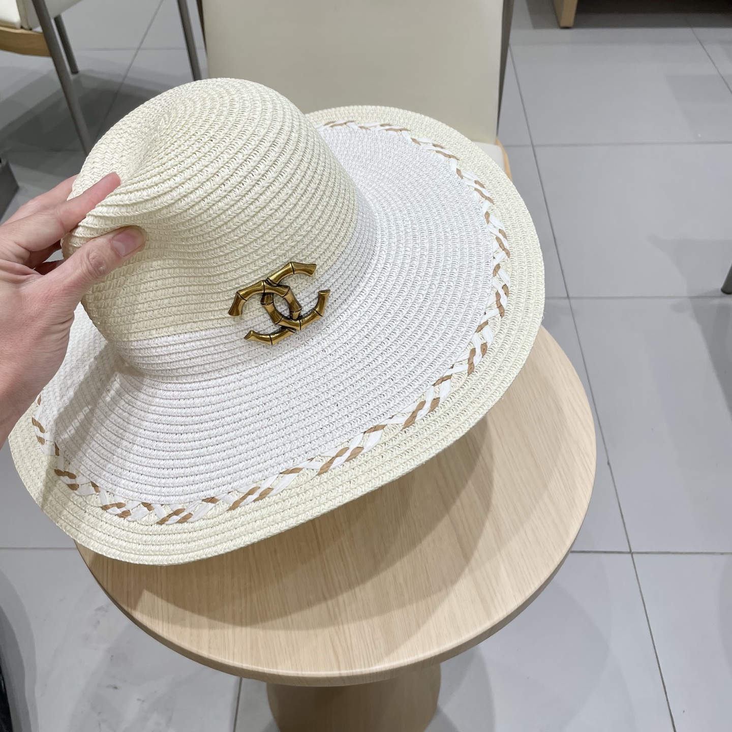 Chanel香奈儿新款沙滩帽草帽，头围57cm