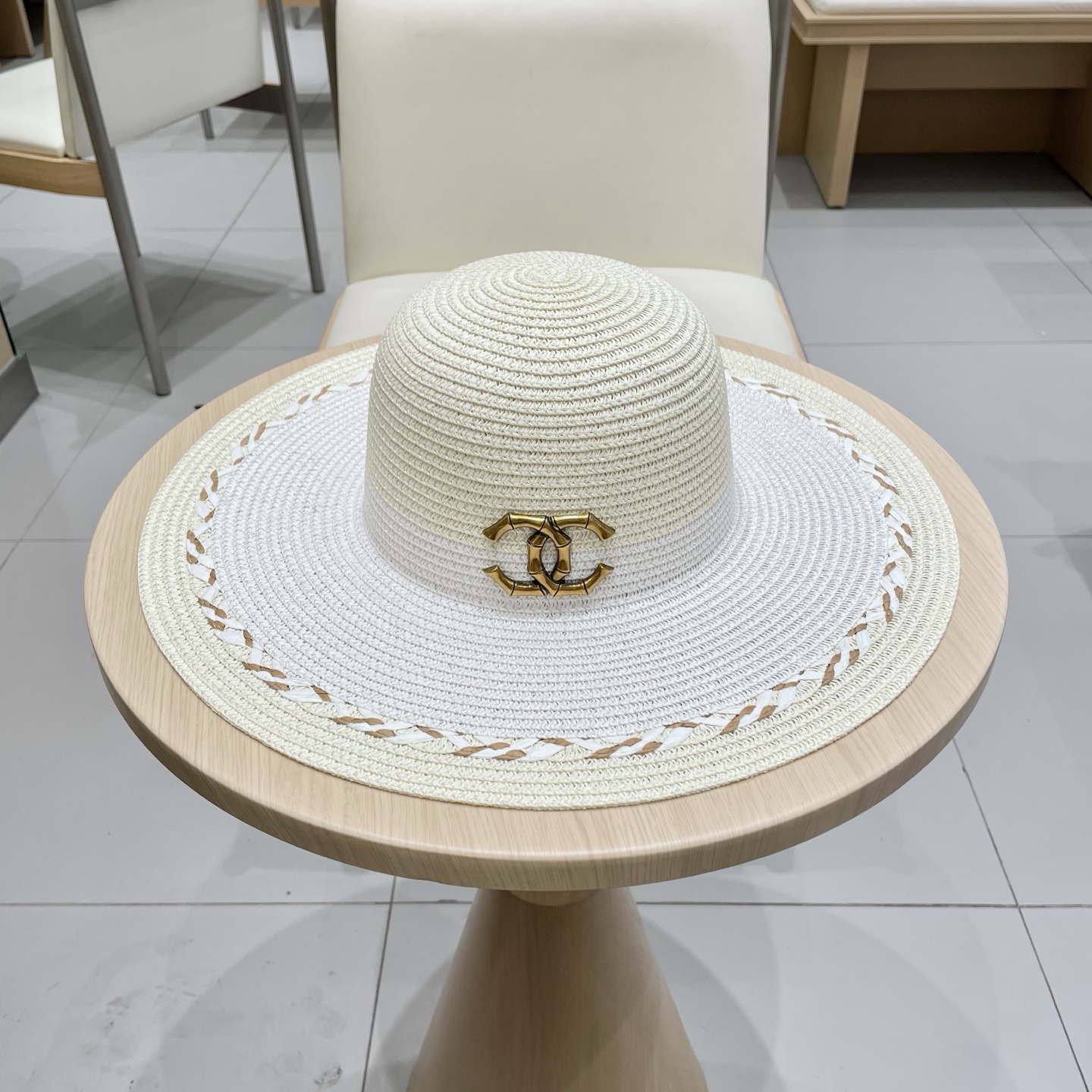  Chanel香奈儿新款沙滩帽草帽，头围57cm