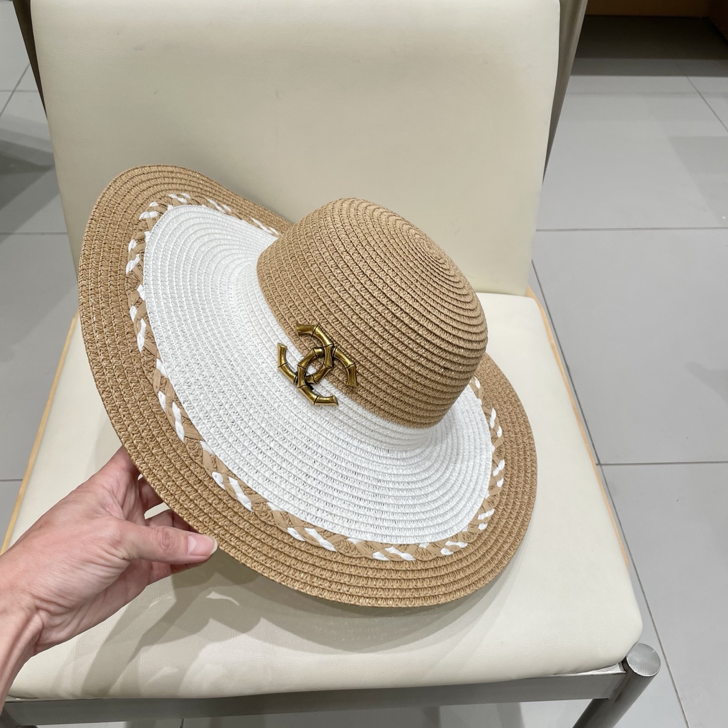  Chanel香奈儿新款沙滩帽草帽，头围57cm