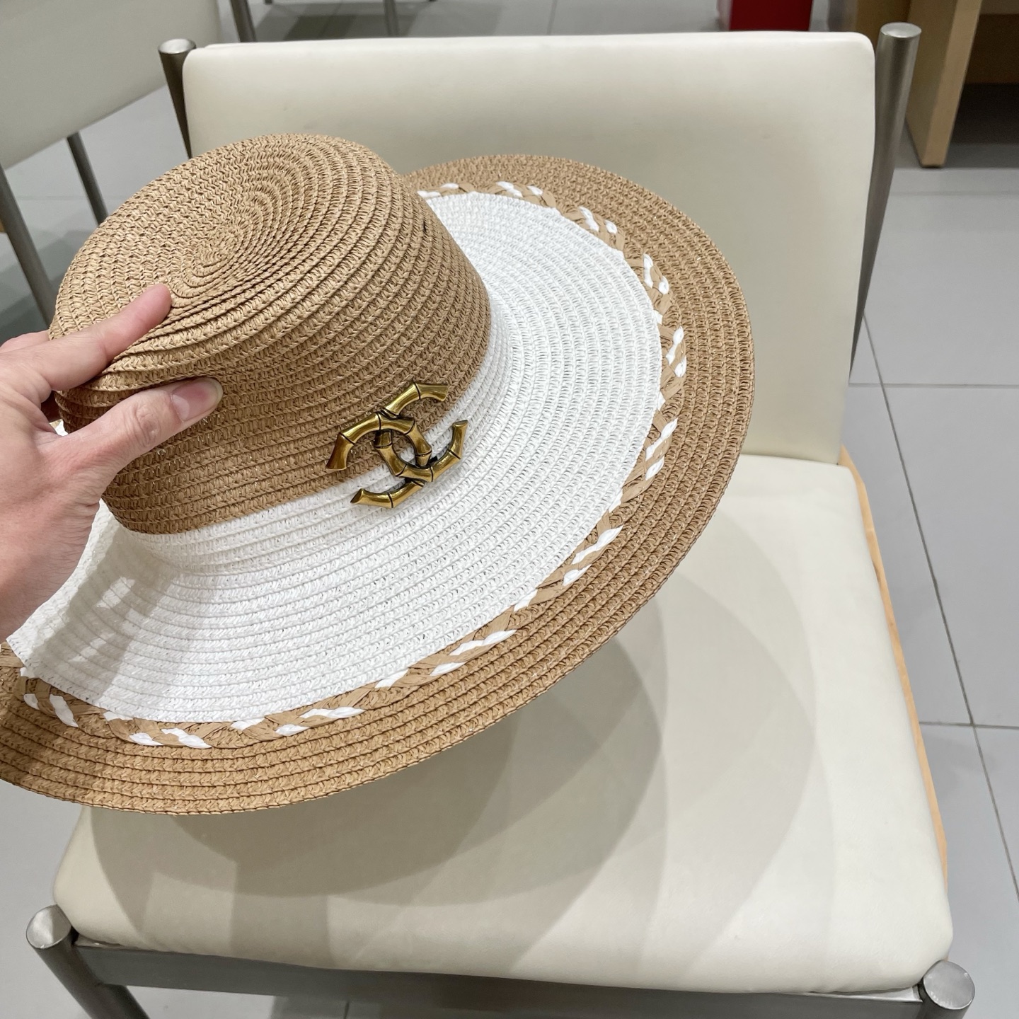  Chanel香奈儿新款沙滩帽草帽，头围57cm