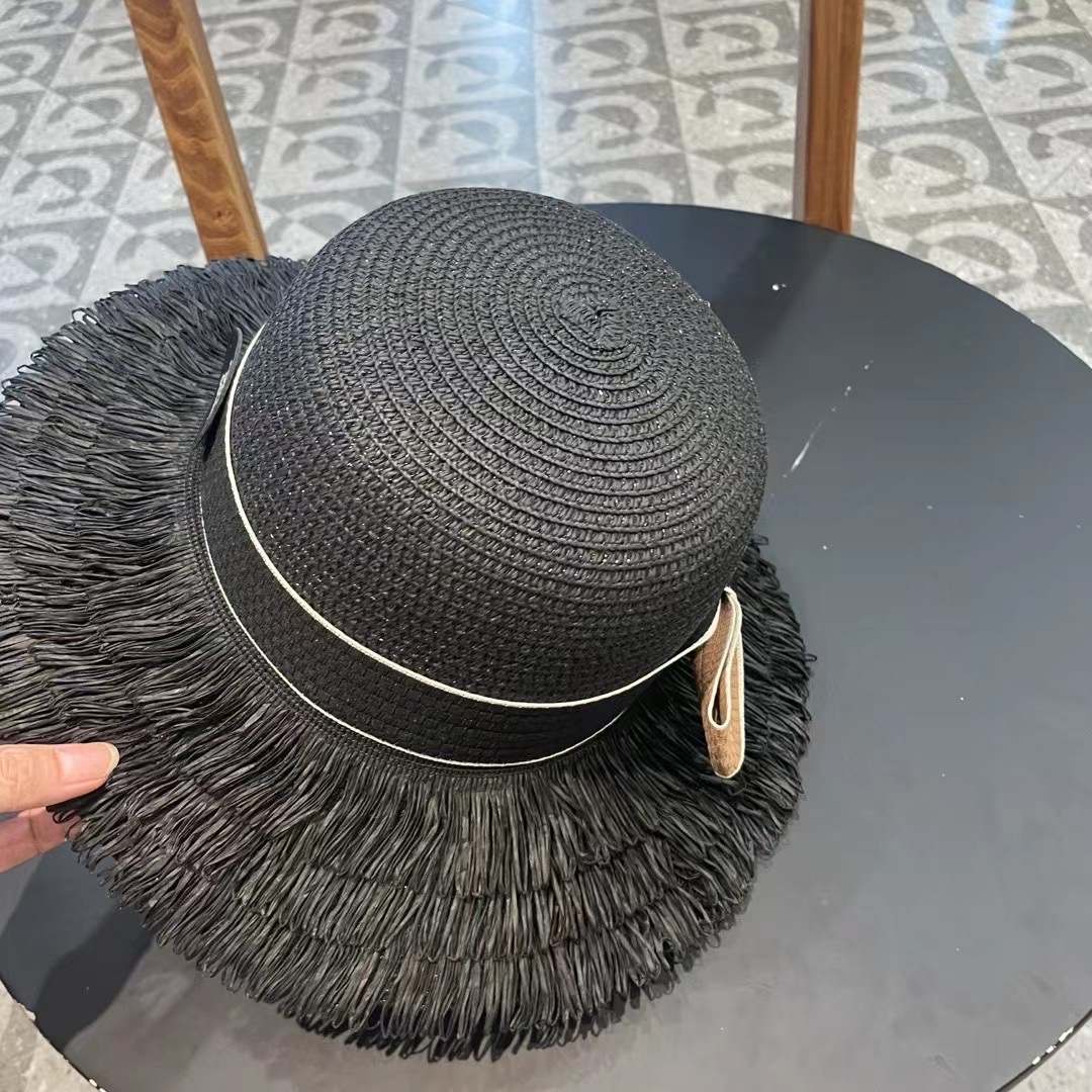 赛琳草帽 流苏帽檐 太阳帽 沙滩遮阳帽 头围：57cm