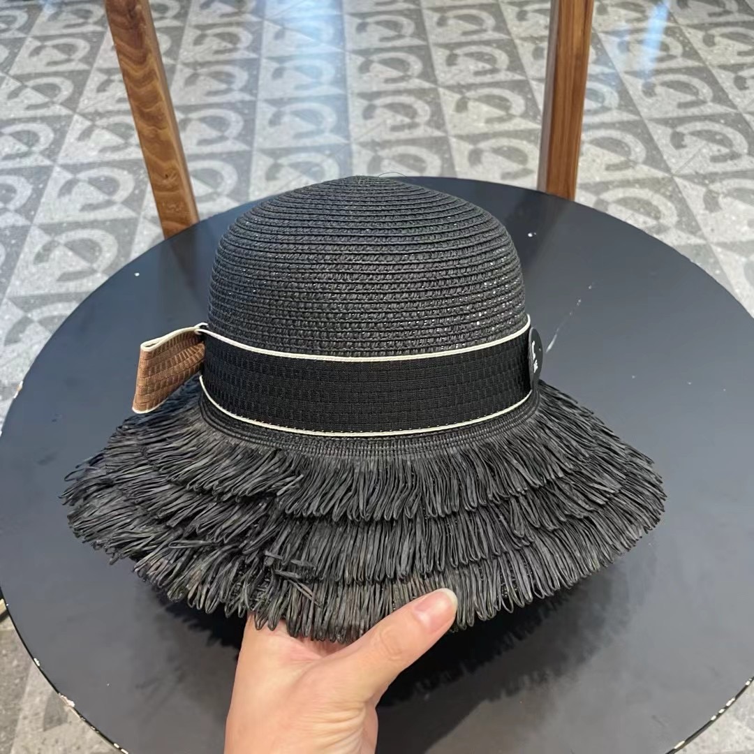 赛琳草帽 流苏帽檐 太阳帽 沙滩遮阳帽 头围：57cm