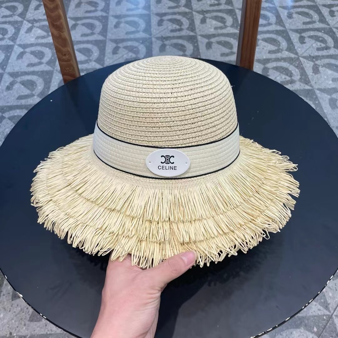 赛琳草帽 流苏帽檐 太阳帽 沙滩遮阳帽 头围：57cm