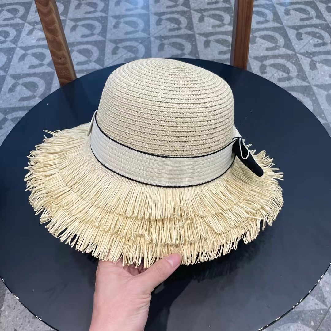 赛琳草帽 流苏帽檐 太阳帽 沙滩遮阳帽 头围：57cm