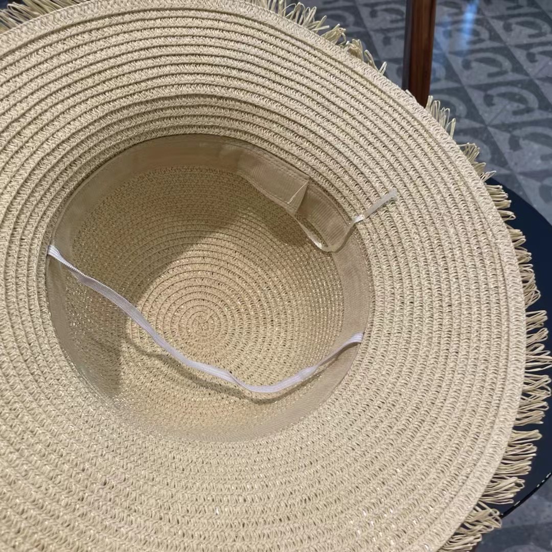 赛琳草帽 流苏帽檐 太阳帽 沙滩遮阳帽 头围：57cm