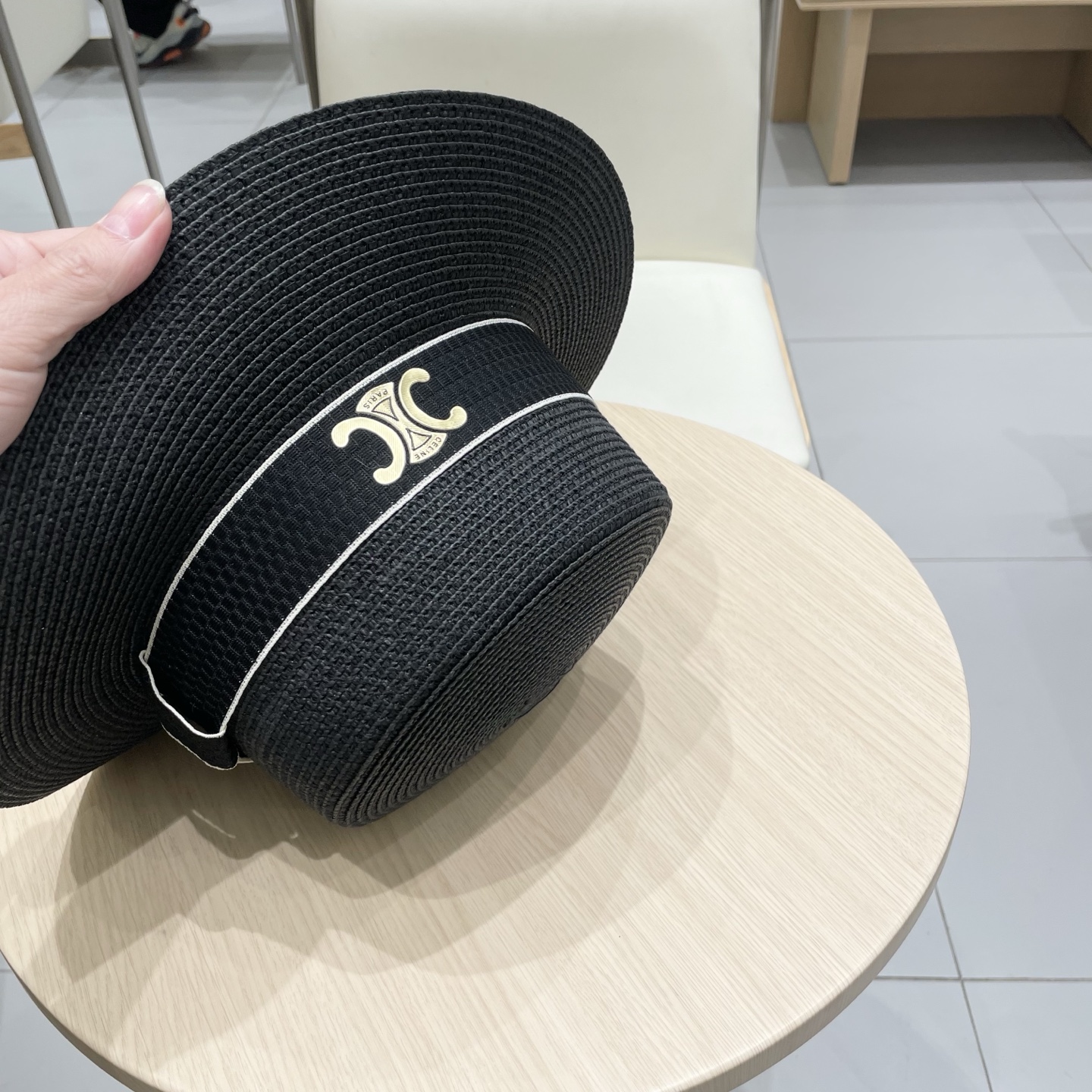  塞琳celien新款草帽，平顶草帽礼帽，头围57cm