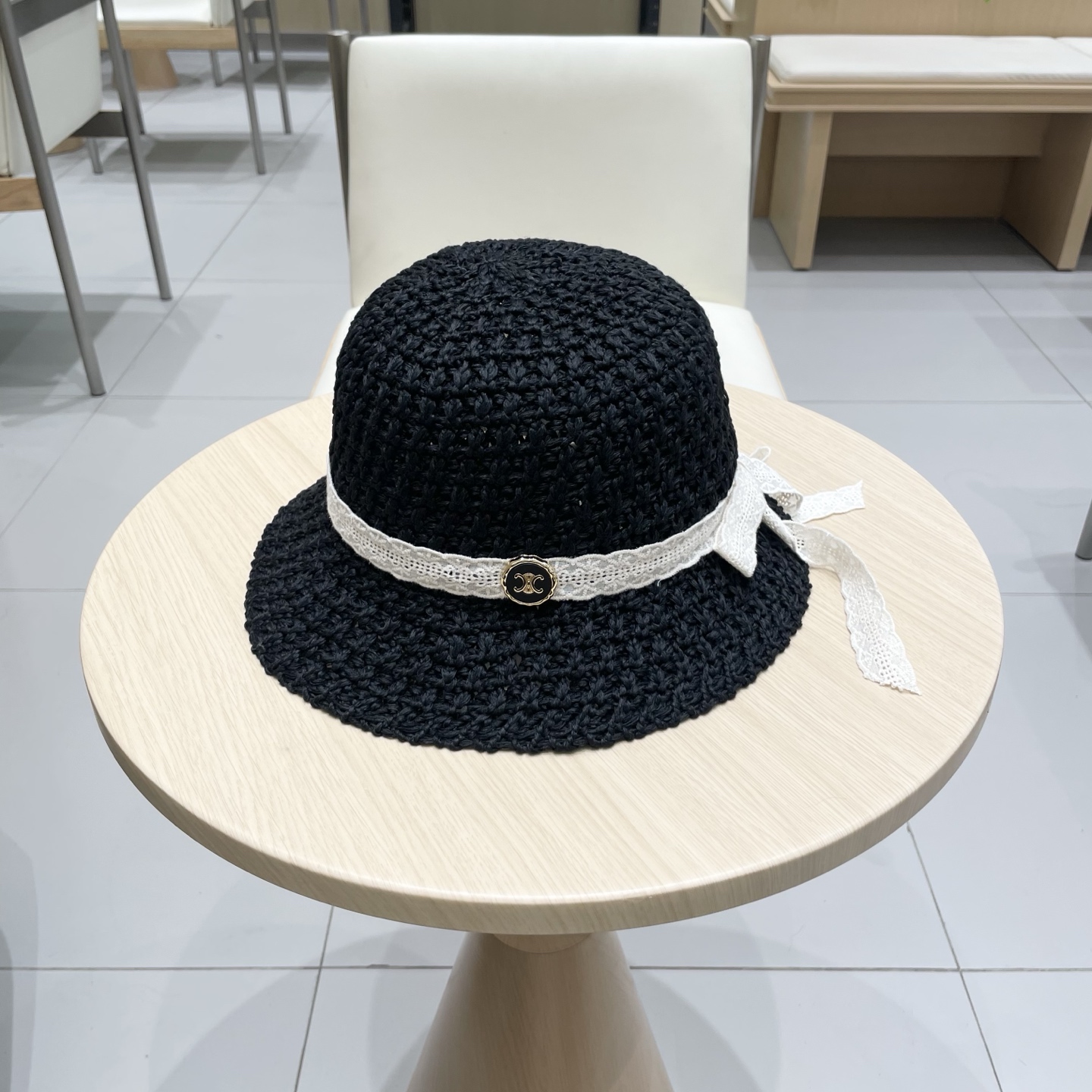  celine塞琳2025新款韩版潮小清新大帽檐女沙滩镂空针织帽女遮阳帽子可折叠