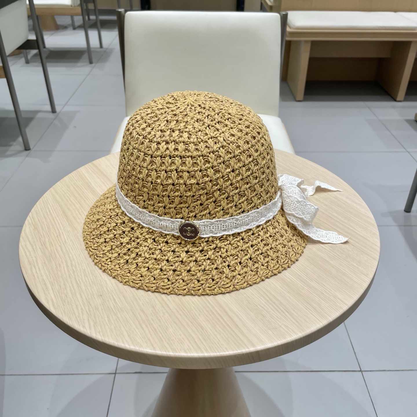  celine塞琳2025新款韩版潮小清新大帽檐女沙滩镂空针织帽女遮阳帽子可折叠