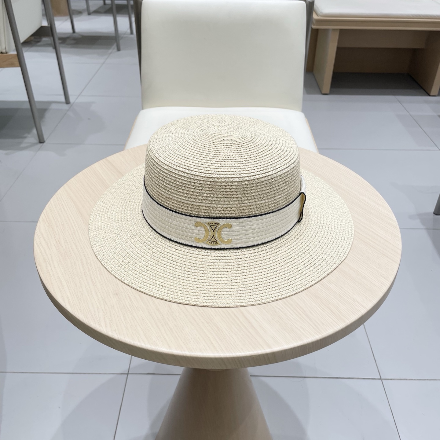  塞琳celien新款草帽，平顶草帽礼帽，头围57cm