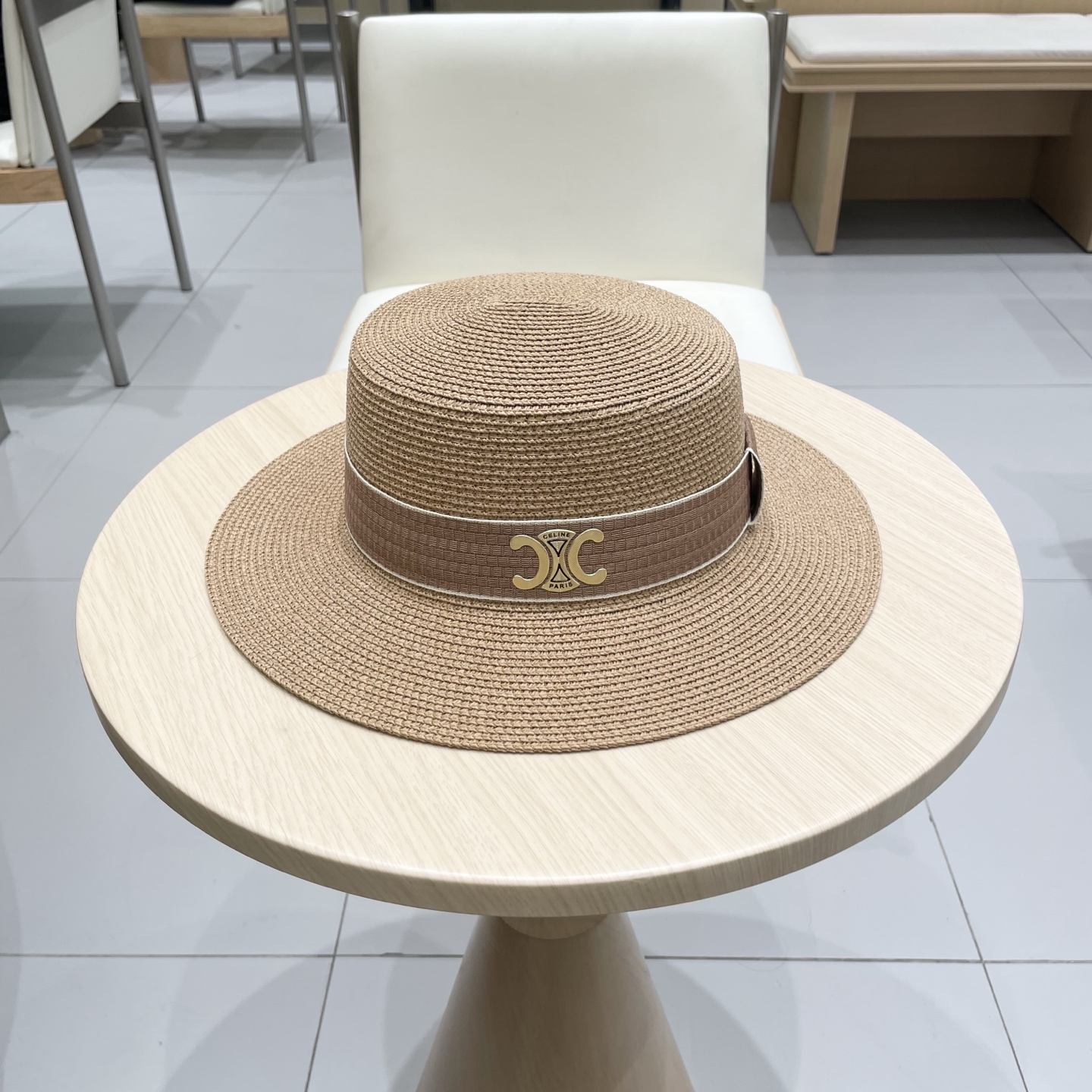  塞琳celien新款草帽，平顶草帽礼帽，头围57cm