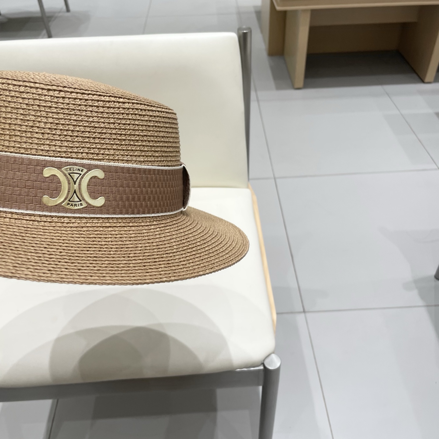  塞琳celien新款草帽，平顶草帽礼帽，头围57cm