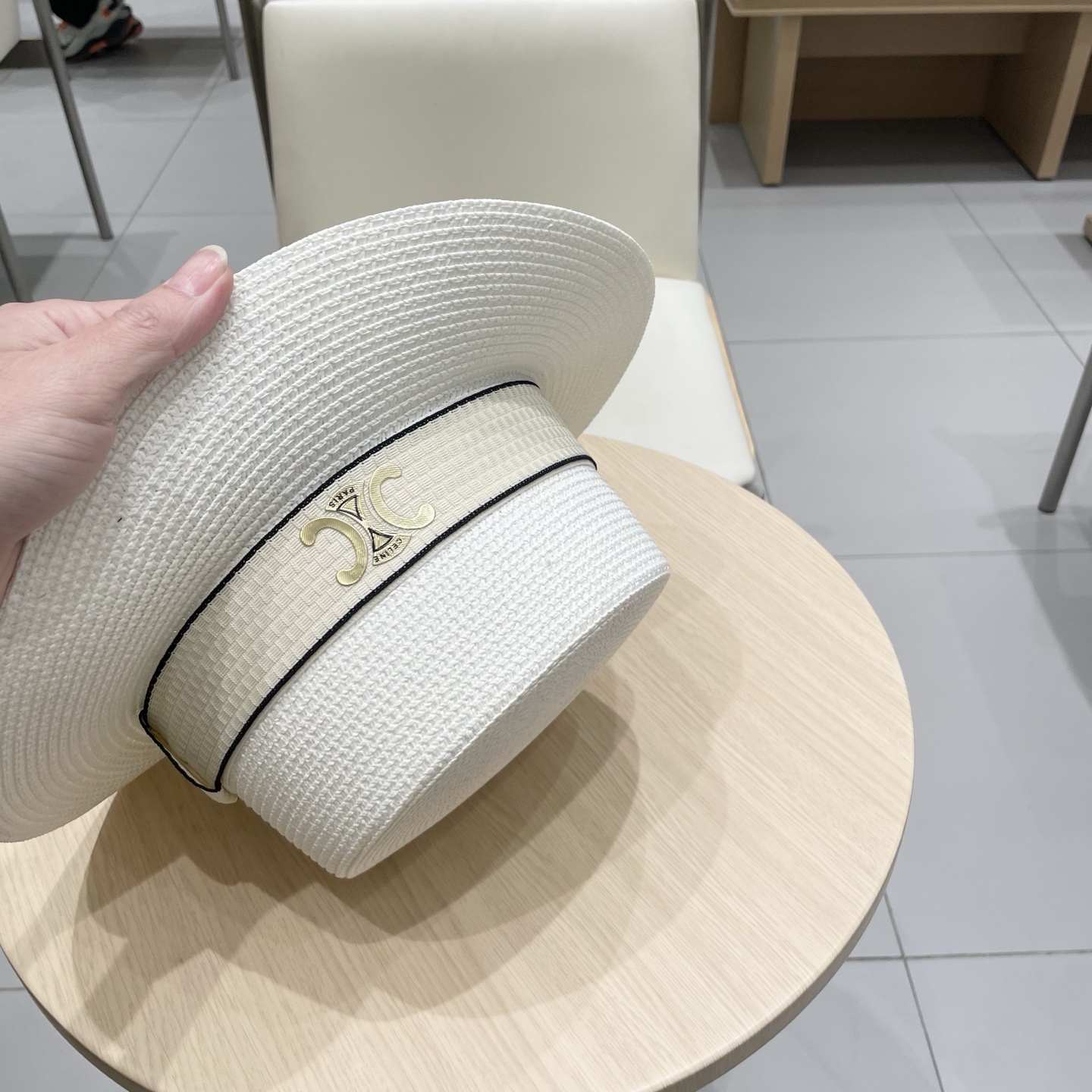  塞琳celien新款草帽，平顶草帽礼帽，头围57cm