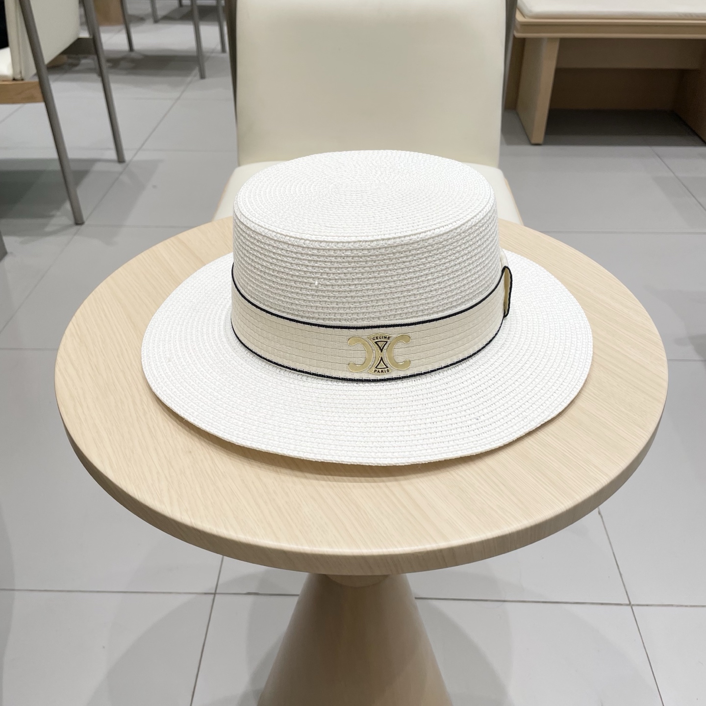  塞琳celien新款草帽，平顶草帽礼帽，头围57cm