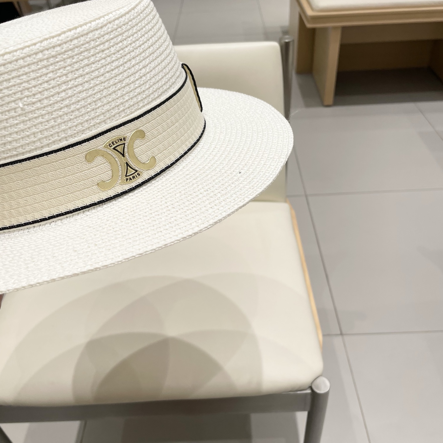  塞琳celien新款草帽，平顶草帽礼帽，头围57cm