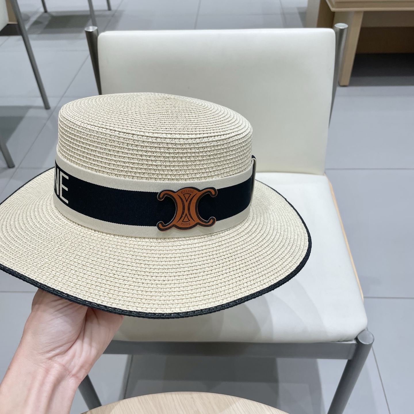  塞琳celien新款草帽，平顶礼帽，头围57cm