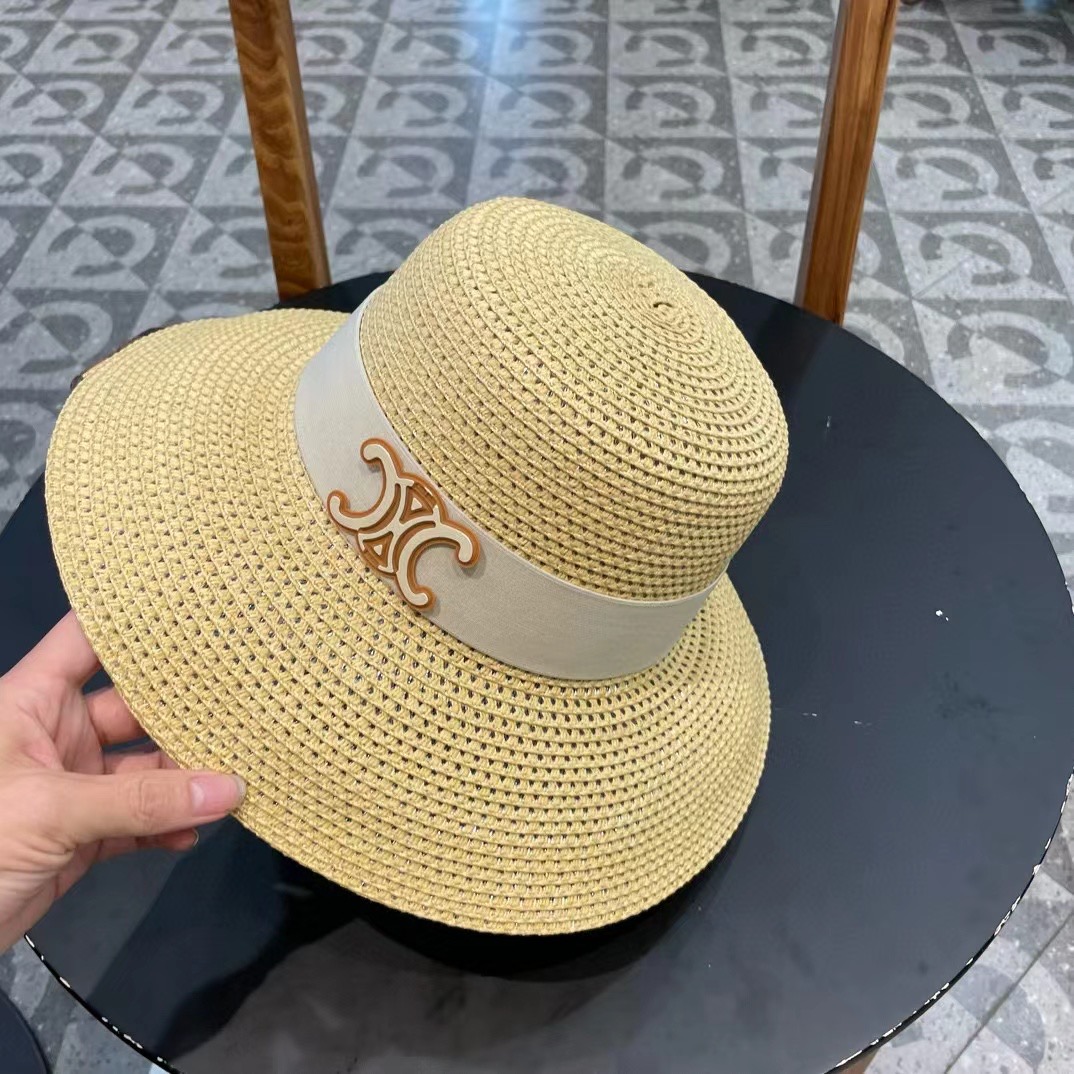 celine赛琳新款镂空草帽，可折叠，轻盈百搭，头围57cm