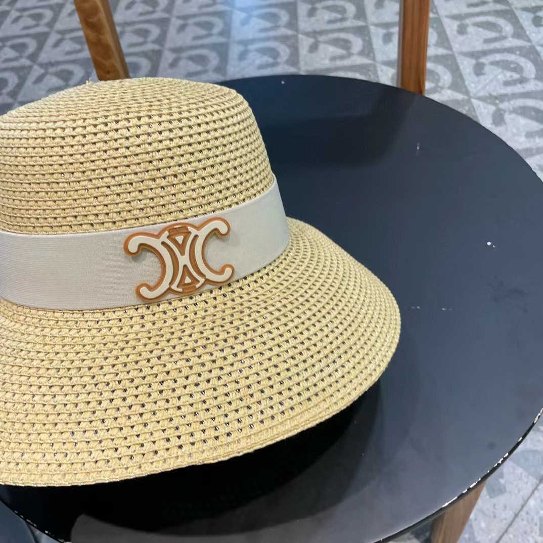 celine赛琳新款镂空草帽，可折叠，轻盈百搭，头围57cm