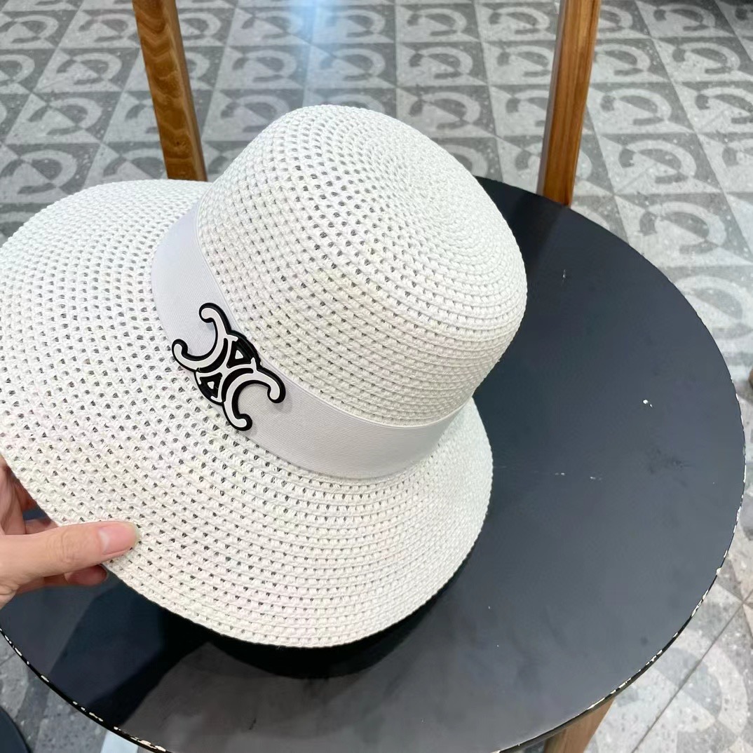 celine赛琳新款镂空草帽，可折叠，轻盈百搭，头围57cm