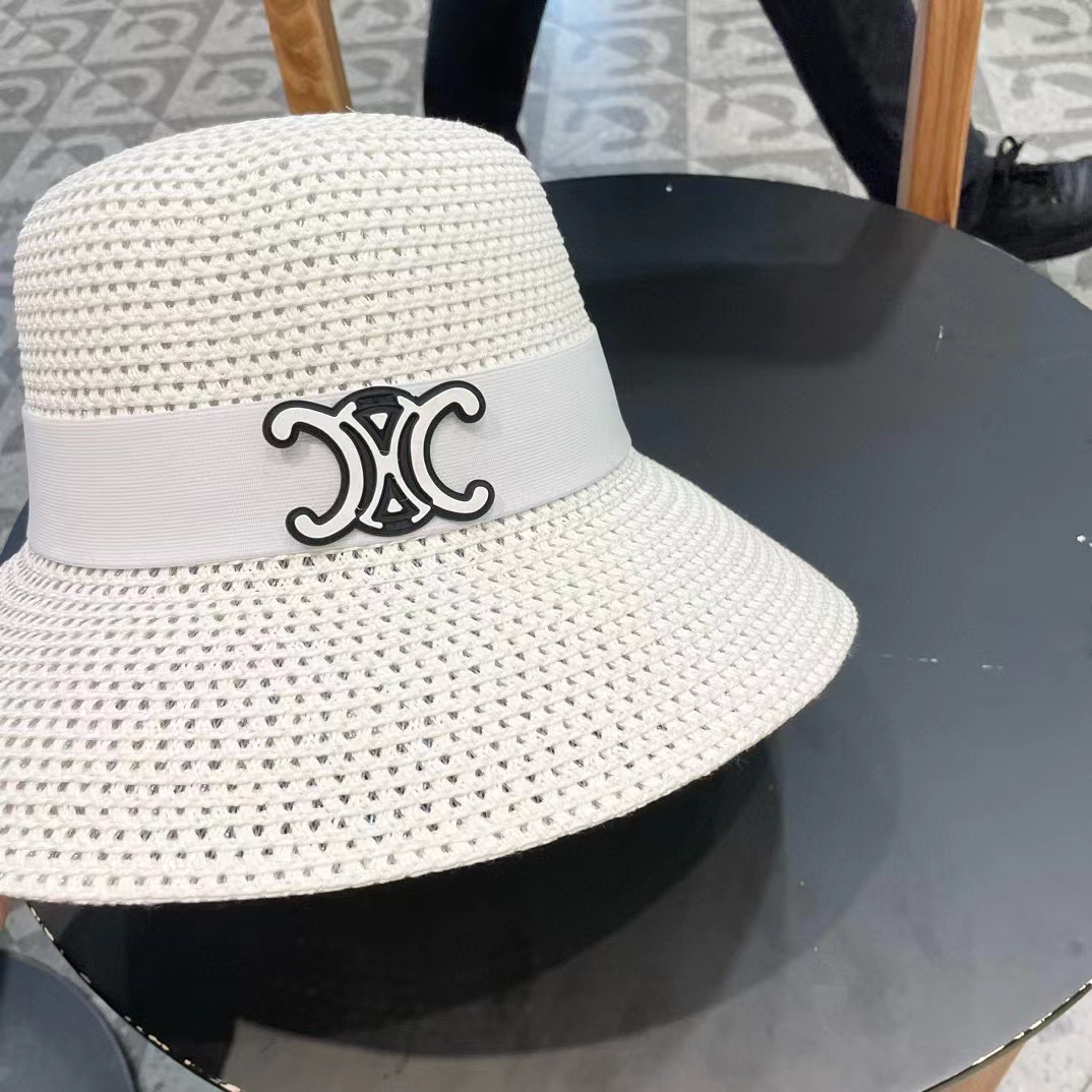 celine赛琳新款镂空草帽，可折叠，轻盈百搭，头围57cm