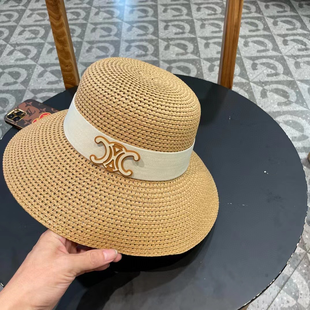 celine赛琳新款镂空草帽，可折叠，轻盈百搭，头围57cm