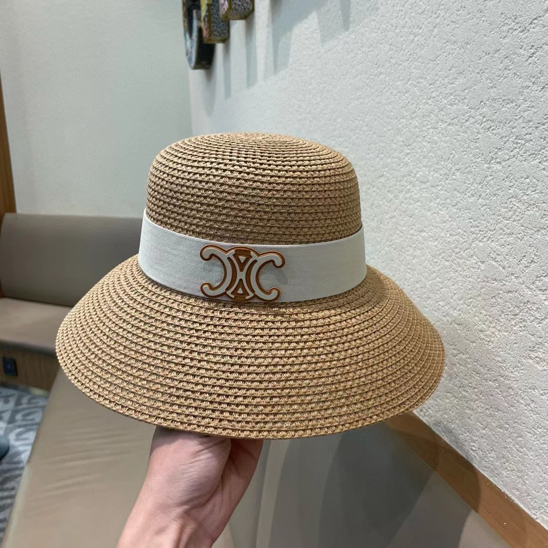celine赛琳新款镂空草帽，可折叠，轻盈百搭，头围57cm